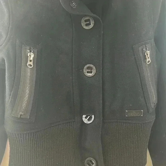 [M]Buffalo Bitton 80 Wool/Nylon  Cropped Button Down Pea Coat Military Jacket - Picture 3 of 7